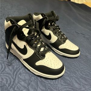 High top black and white dunks